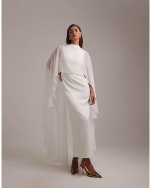 ASOS Cape Detail Maxi Wedding Dress - Brown