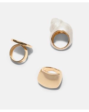 Stradivarius – 3er-set emaillierte ringe - Weiß