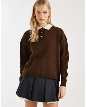 ASOS Knitted Rugby Top - Brown
