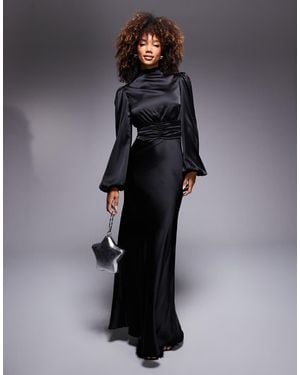 True Decadence High Cowl Neck Maxi Dress - Black