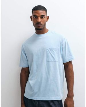 ARKET Camiseta Lavada Con Bolsillo En - Azul