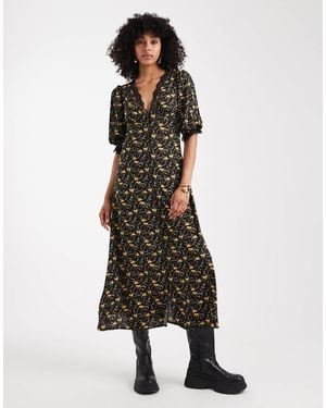 Miss Selfridge Lace Trim Button-through Maxi Dress - Multicolor