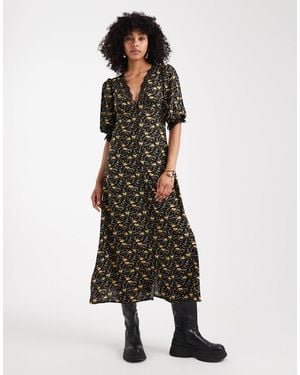 Miss Selfridge Lace Trim Button-through Maxi Dress - Multicolor