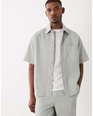 BOSS Denim Short Sleeve Button Up Shirt - Grey