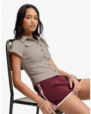 Bench x Superdry & Co Fitted Check Short Sleeve Shirt - Red