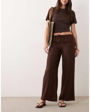 Mango Teen Linen Mix Tie Waist Straight Trouser - Brown