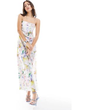 EDITED Satin Cowl Back Midaxi Dress - White