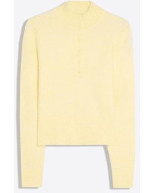 Bershka Button Mock Neck Henley Jumper - White