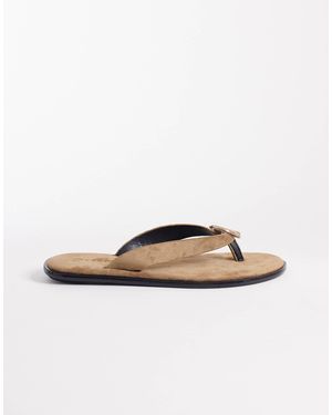SEQWL Flip Flops With Gold-tone Embellishment - White