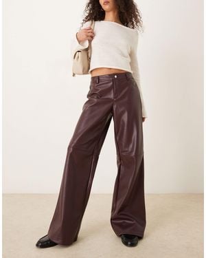 Gina Tricot Pu Straight Leg Pants - Brown