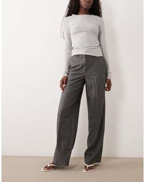 Jdy Tailored High-waist Straight Leg Pants - Gray