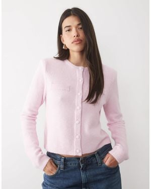 ASOS Boxy geschnittener, strukturierter cardigan mit schulterpolstern - Pink