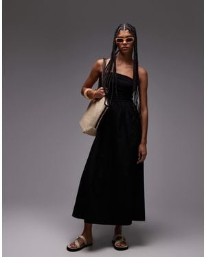 TOPSHOP Bandeau Poplin Mix Maxi Dress - Black