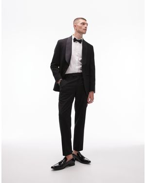 TOPMAN Premium Relaxed Wool Mix Tux Suit Trouser - Black