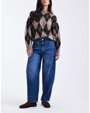 ONLY Chara High Waist Barrel Leg Panel Jeans - Blue