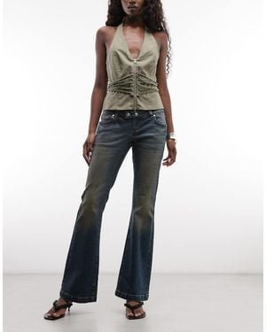 Abrand Jeans 00 Low Rise Kick Flare Jeans With Side Buckle - Blue