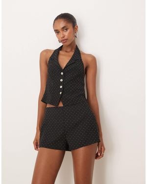 Motel Mikanu V Neck Button Down Waistcoat - Black