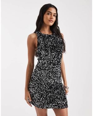 Vero Moda Textured Sequin Bow Back Mini Dress - Black