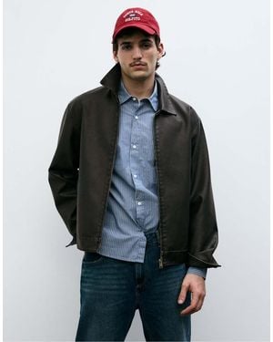 Pull&Bear Washed Faux Leather Jacket - Grey