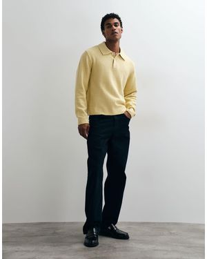ARKET Cotton Rich Long Sleve Knit Polo - White