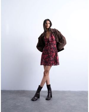 TOPSHOP Chiffon Mini Tea Dress - Purple