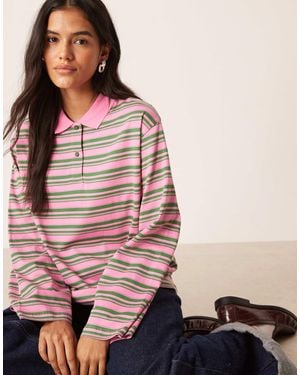 Aware Long Sleeve Polo Top - Pink