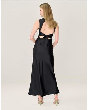 OMNES Dresses Nova Satin Midi Dress With Open Back - White