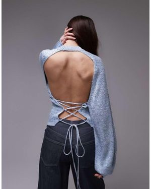 Mango Tie Up Open Back Jumper - Blue