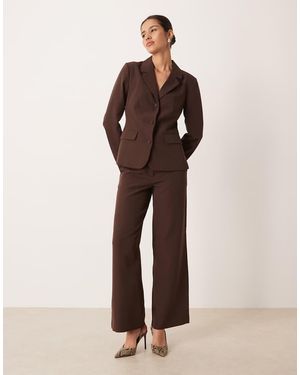 Vila Wide Leg Tailored Trousers Co-ord - Brown