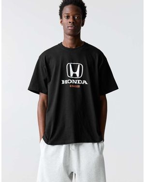Pull&Bear Short Sleeve Honda T-Shirt - Black