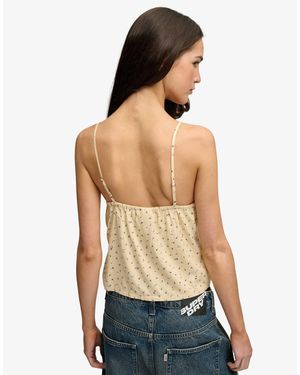 Superdry – bedrucktes camisole-oberteil - Blau