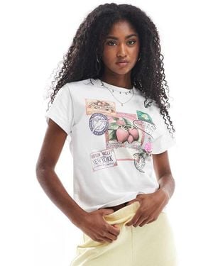 Bershka Cropped Baby Tee With Fruit Print - White