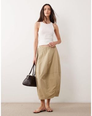 ASOS Structured Cargo Barrel Midi Skirt - Natural