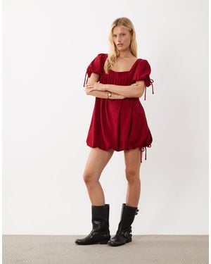 ASOS Cord Square Neck Bubble Mini Dress - Red