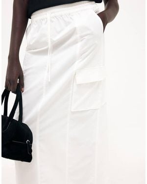 NA-KD Cargo Cotton Maxi Skirt - White
