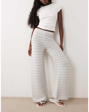 ASOS Gehaakte Gebreide Broek Met Wijde Pijpen - Naturel