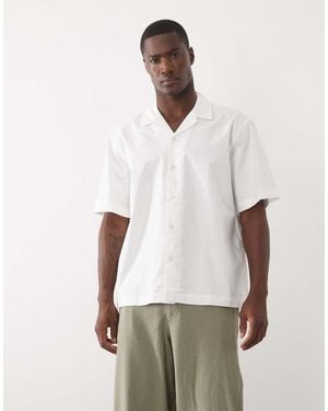 SELECTED 100% Cotton Short Sleeve Shirt - White