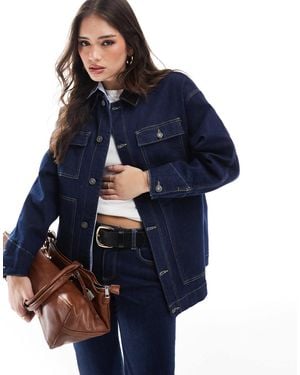 Stradivarius Str Cord Detail Denim Jacket Co-ord - Blue