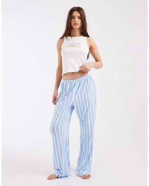 Loungeable Pigiama Con Canotta A Coste E Pantaloni - Blu