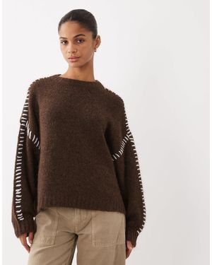 Jdy Strickpullover mit ziernahtdetail - Braun