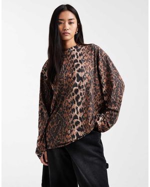 ASOS Top Oversize A Maniche Lunghe Con Stampa Leopardata - Marrone