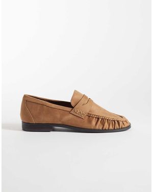 ASOS Minnie Ruched Detail Loafers - Natural