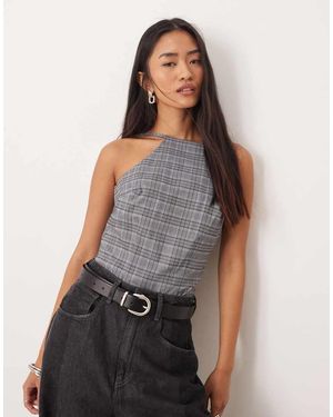 ASOS Square Neck Fitted Bodysuit - Grey