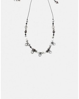 Stradivarius Collier perlé orné - Blanc