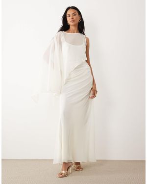 ASOS Draped Batwing Asymmetric One Sleeve Maxi Dress - Natural