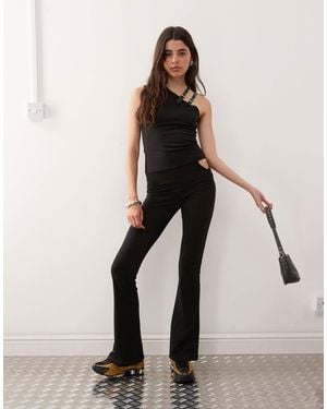 Lioness Rebel Low Rise Cut Out Buckle Strap Detail Pants - Natural