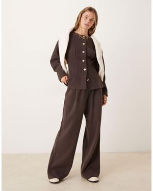 ASOS Supersoft Wide Leg Pleat Front Co-Ord Jogger - Brown