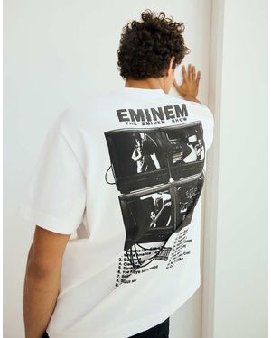 Bershka Eminem Relaxed Fit Print T-Shirt - White