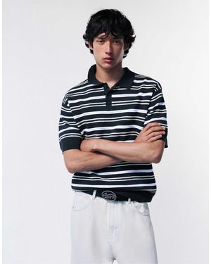 Pull&Bear Stwd - polo en maille à rayures - Bleu