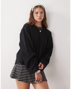 Lioness Bloom Cotton Long Sleeve Crew Neck Boxy T-shirt - Black